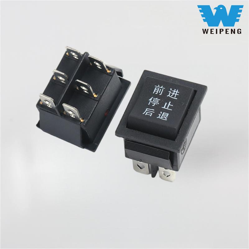 KCD4 musta 31*25mm 6-napainen 3-asentoinen 16A 250V keinukytkin