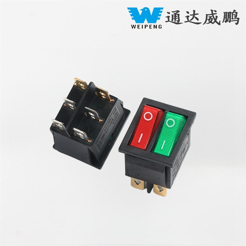 Kcd4 Double Rocker Boat Switch 6 Pins punaisella ja vihreällä valolla